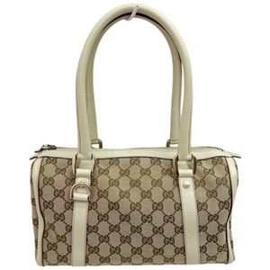 Gucci Mini Boston Bag Handbag GG White Brown